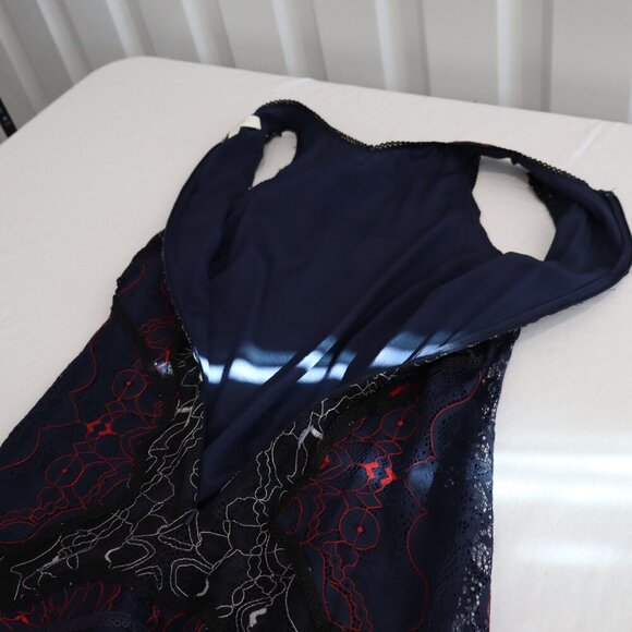 Jonathan Simkhai Womens Lace Tiered Ruffle Hem Mini Dress Blue Red Black Size 6 - Picture 3 of 10